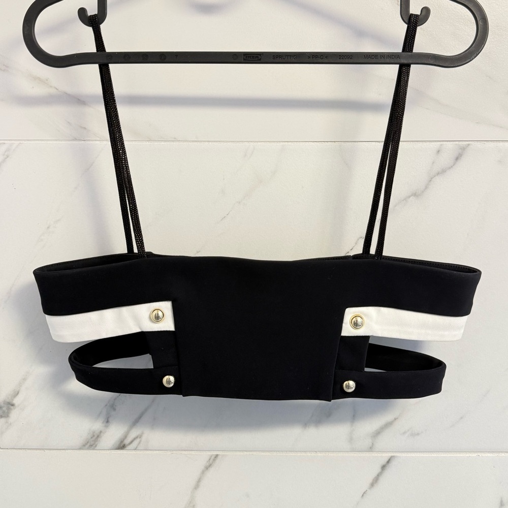 Anthony Vaccarello Black & White Square Neckline Crop Top